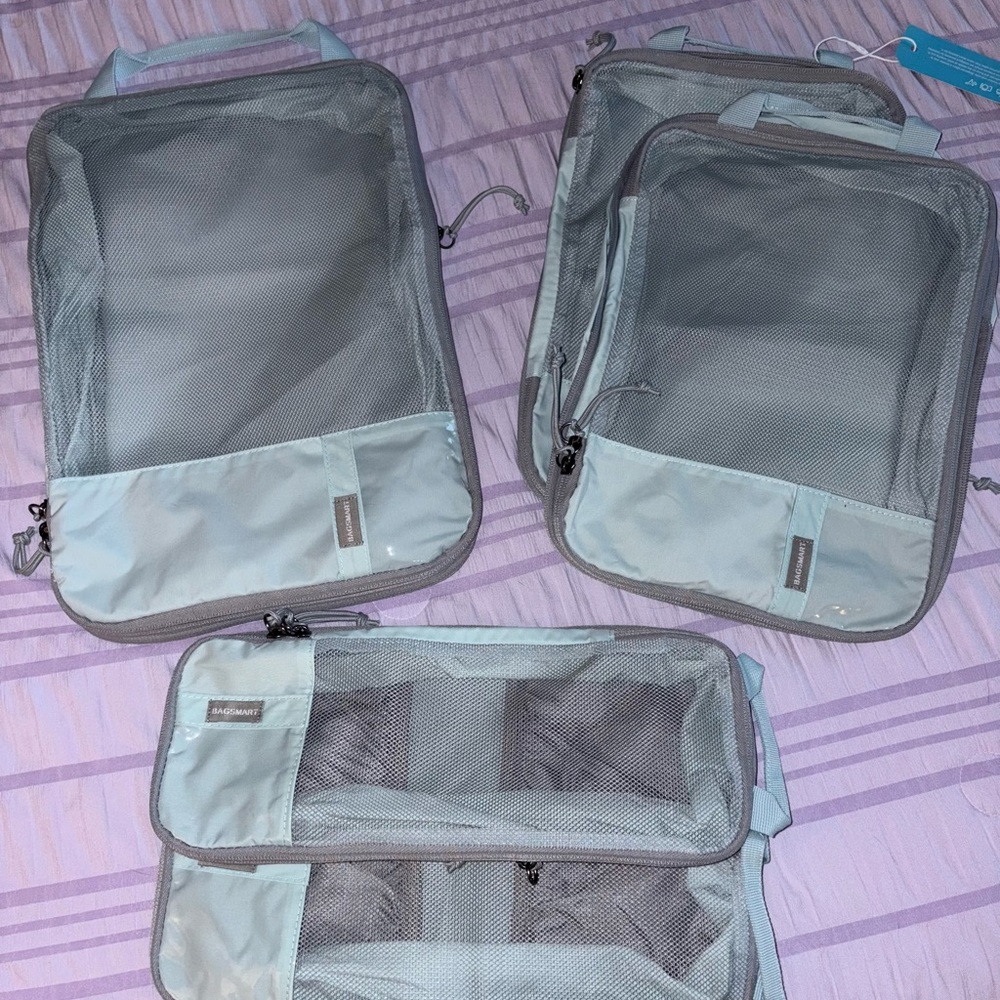 BAGSMART Compression Packing Cubes Gray & Blue